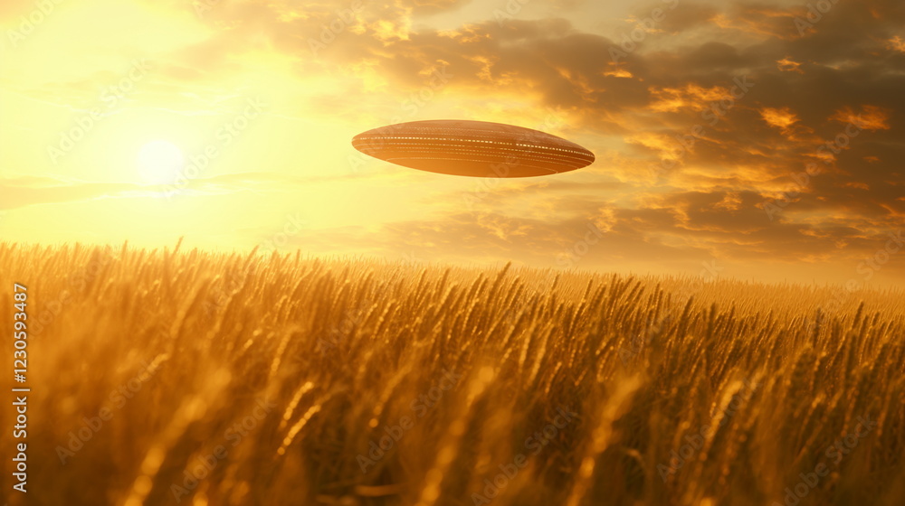 Poster a ufo in the shape of a thin disk with a slight gl_007