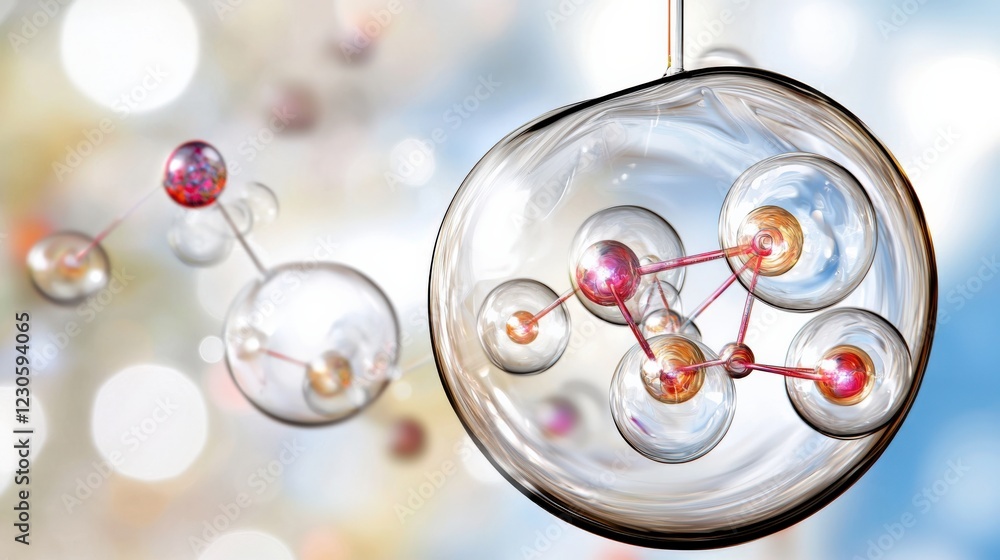 Poster molecular interaction simulation laboratory environment digital illustration scientific visualizatio