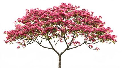 Naklejka premium Pink Bougainvillea Tree Isolated on White Background