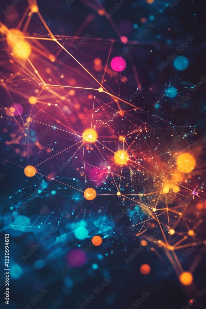 Poster dynamic colorful abstract technology art representing digital interconnectedness and innovation