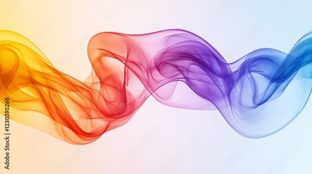 Poster this colorful abstract image features vibrant smoke waves flowing gracefully against a gentle gradie
