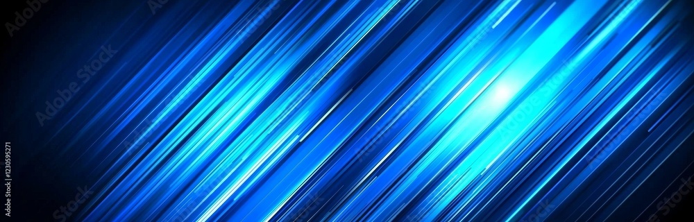 Poster abstract blue and black create a light pattern with a gradient on the floor wall, featuring a metal 