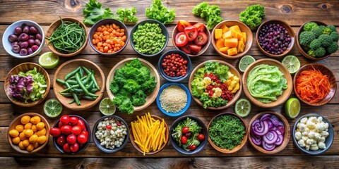 Fototapeta premium Colorful salad bar with an assortment of fresh greens