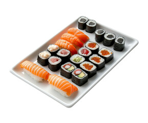 Sushi platter with assorted Nigiri and a Roles - Isolated on transparent background