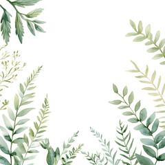 Frame of  Fern Leaf, with minimal details and a simple illustration. Floristic design elements for floristics, Greeting card, Floral print, Plant painted background