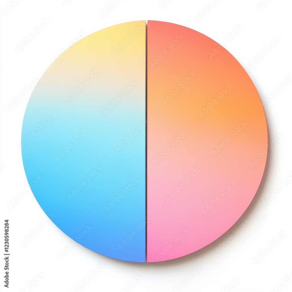 Aufkleber unique circular artwork featuring soft gradients of blue and pink hues in a minimalist design. gener