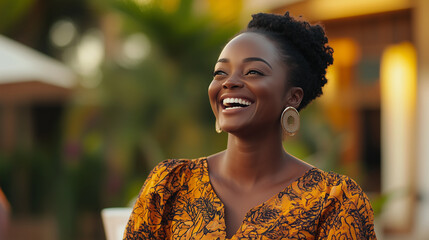A woman in an elegant dress beams with a smile during a live streaming event, demonstrating the importance of real-time interaction and creating a strong connection with her online