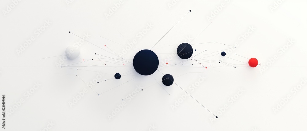 Aufkleber abstract digital art piece with a white background. it consists of multiple black circles connected 