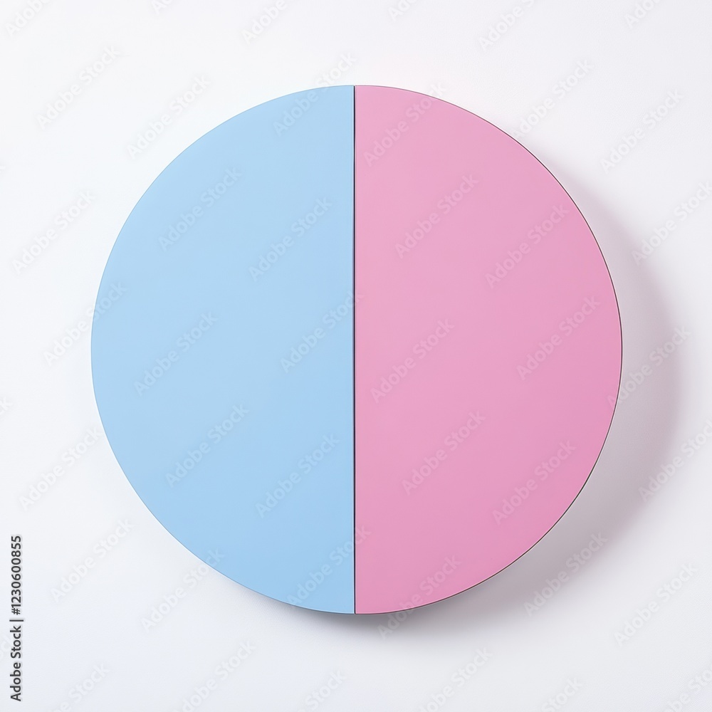 Poster a round display shows a harmonious split of blue and pink colors, perfect for adding a playful touch