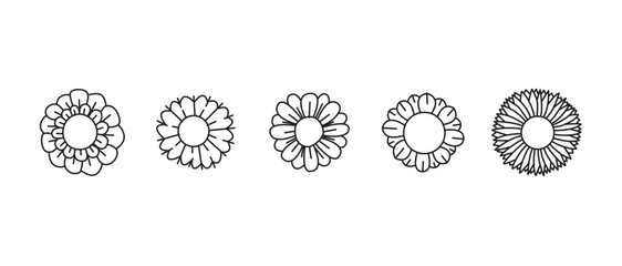 Line icons about flowers. Thin line icon set. Icon set of abstract flower, Symbol collection in transparent background.
