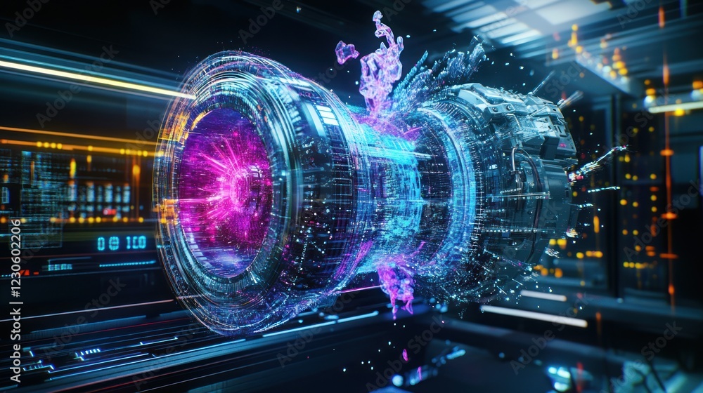 Aufkleber Futuristic Data Stream Engine Core Technology Visualization