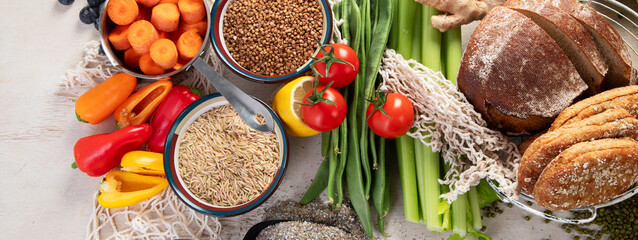 Healthy food concept for a high fiber diet.