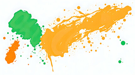 Green, Burnt Orange, Sand Minimalist Paint Splash Background on Light Gray Canvas. Use as graphic resource or wallpaper.