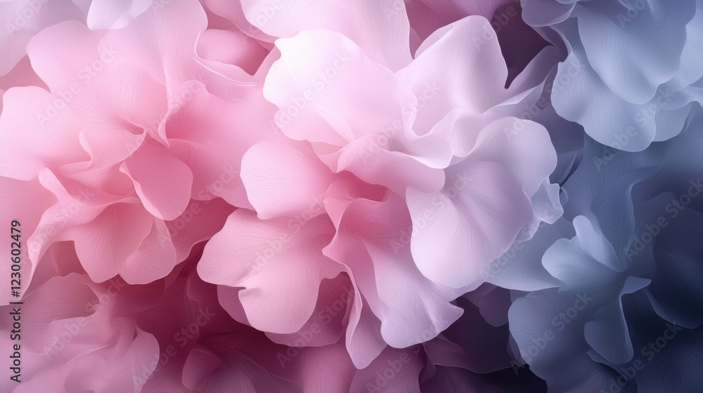 Aufkleber close-up of a group of pink and blue flowers. the flowers are arranged in a way that they are overla