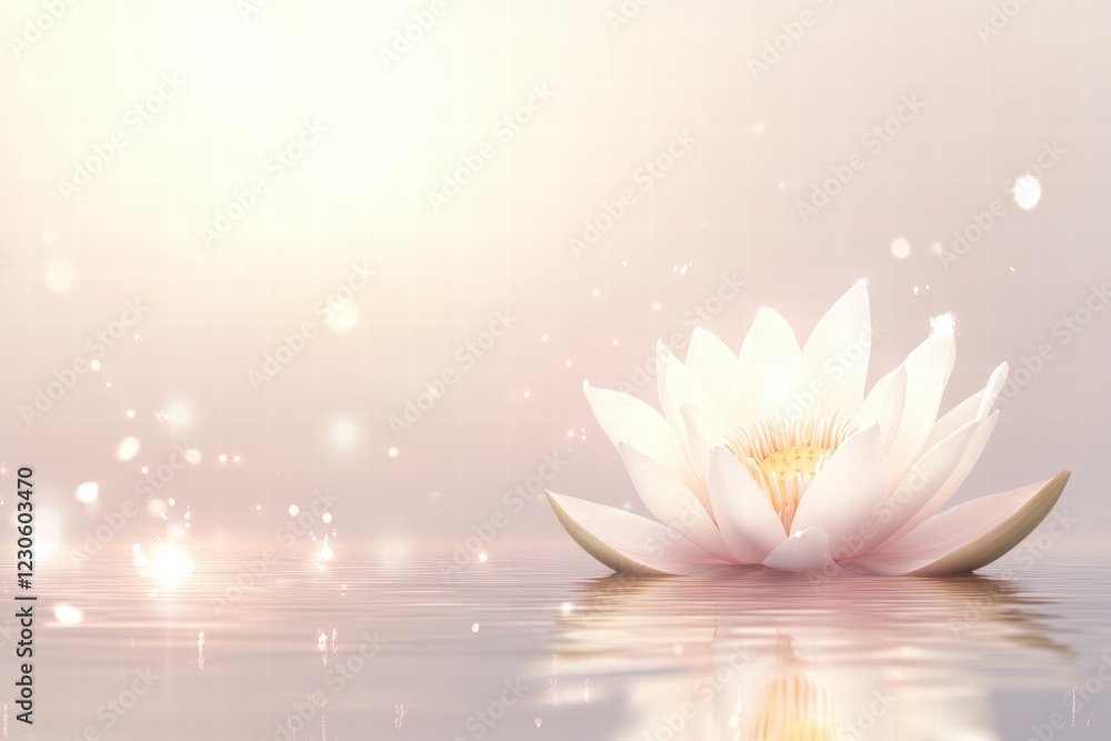Leinwandbilder lotus blossom floats gently on calm water under soft light creating a serene atmosphere. generative 