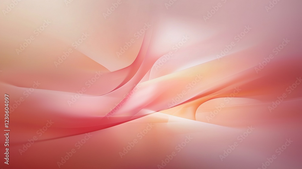 Poster abstract digital art piece with a pink and orange color scheme. the background is a gradient of ligh