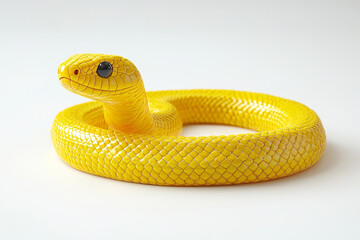 Golden snake coiled in a circle, vibrant scales, detailed texture.