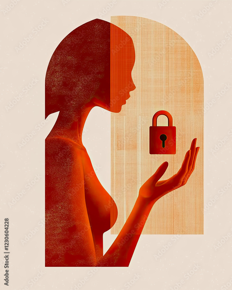 Aufkleber open hand holds a floating lock against a warm gradient, symbolizing freedom and security