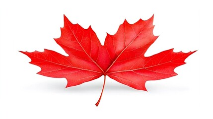 Vibrant Red Maple Leaf Isolated on White Background for Decoration