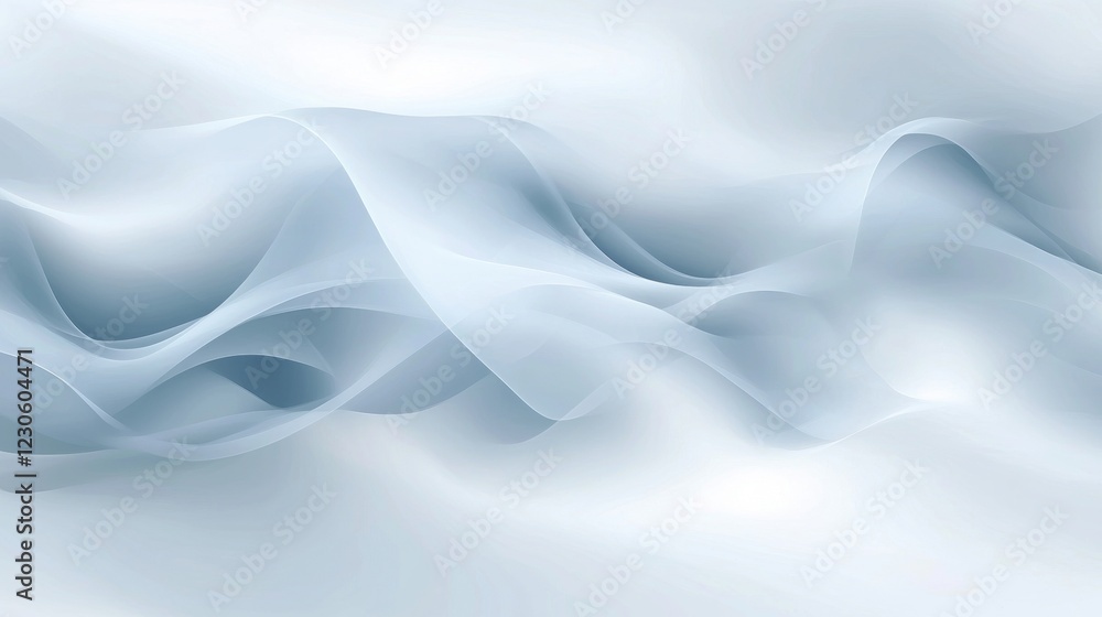 Poster abstract digital art piece with a light blue color. it has a smooth and fluid texture, with wavy lin