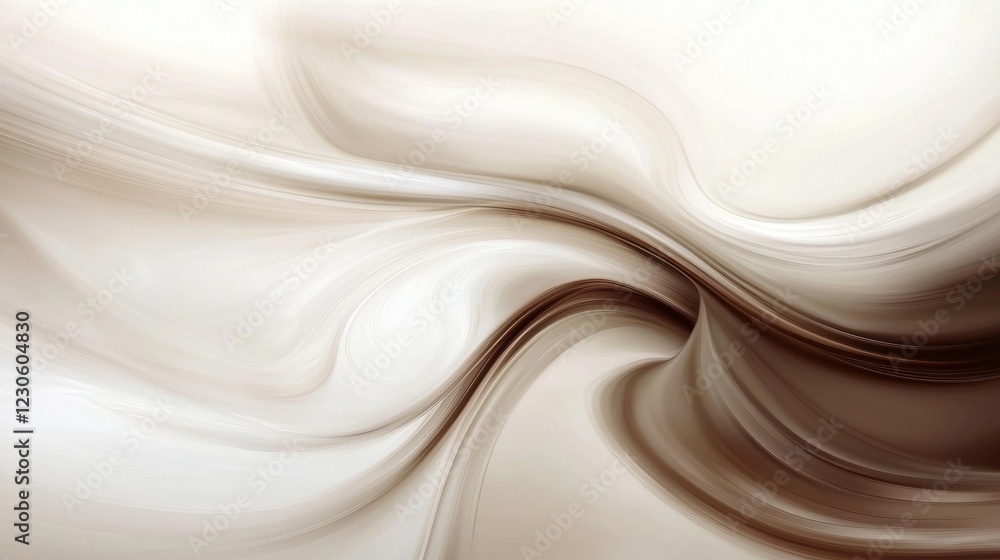 Poster abstract digital art piece with a white background. it has a smooth and fluid texture, with wavy lin