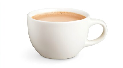 Freshly Brewed Coffee in a White Ceramic Cup on a Bright Background