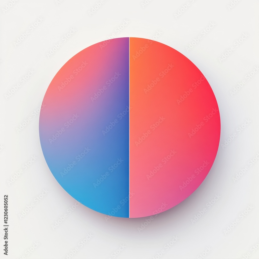 Fototapete abstract circular design with gradient colors blending from blue to pink in a modern artistic style.