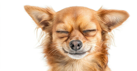 Cute Chihuahua Dog with Closed Eyes Showing Happy Expression