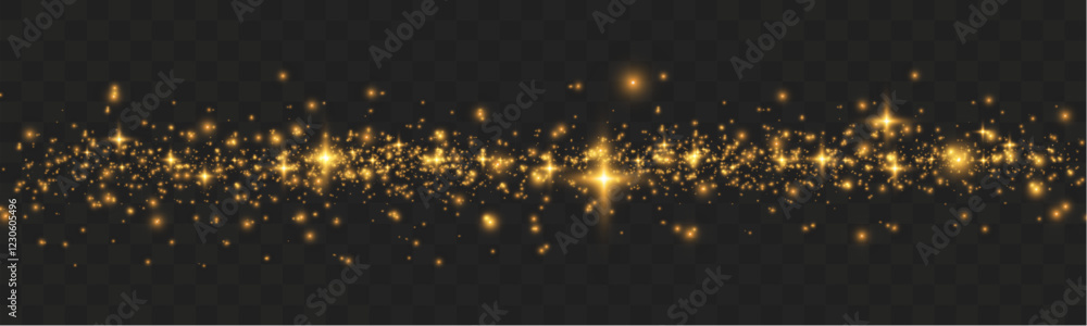 Poster Magic glowing sparkles with bokeh and light glitter effect on transparent background.	
