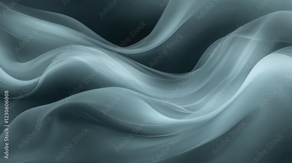 Poster abstract digital art piece with a dark blue background. the background is made up of wavy lines that