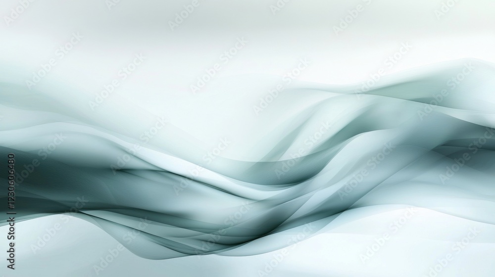 Aufkleber abstract digital art piece with a white background. it features a wave-like pattern of light blue an