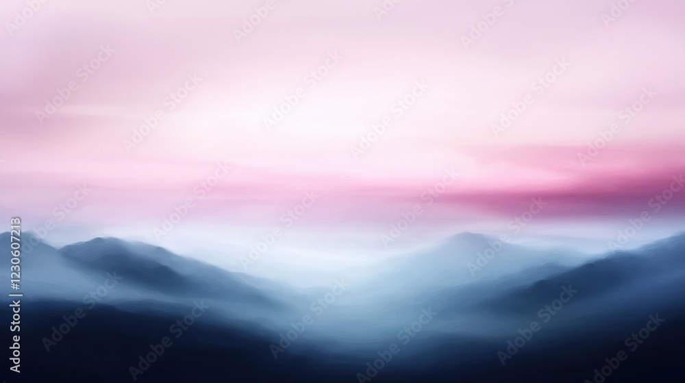 Poster abstract landscape with a gradient effect. the background is a gradient of pink and blue, with the p
