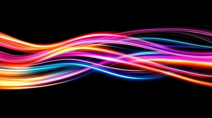 Vibrant abstract waves of color flowing across a dark background, creating a dynamic visual effect