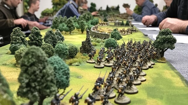 Miniature Wargame Battle Scene Depicts Medieval Combat