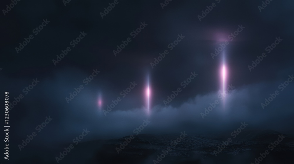 Poster dark and moody scene with a dark background. in the center of the image, there are three streaks of 
