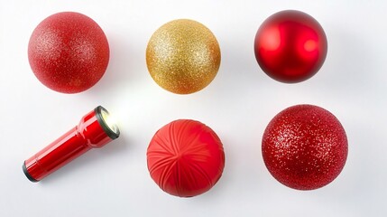 Red and Gold Decorative Christmas Ornaments with Flashlight Light