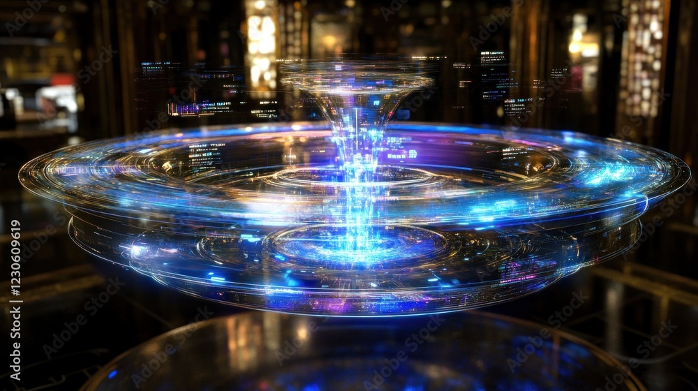 Poster Futuristic Energy Vortex Displaying Data Streams