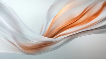 Fototapeta premium Abstract digital art piece that appears to be a wave or a wave-like shape. the background is a light grey color and the wave is made up of two colors - white and orange.