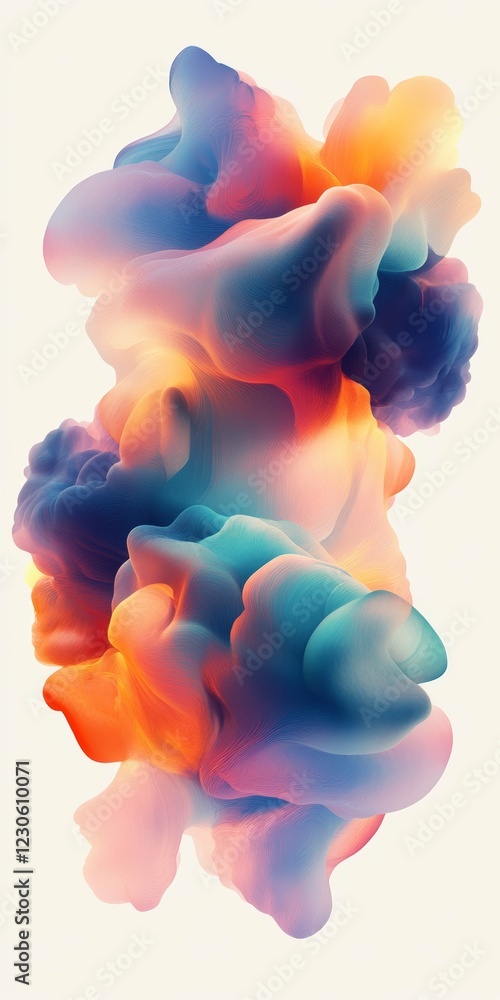 Poster vibrant abstract swirls of colorful fluid waves in a dynamic digital artwork