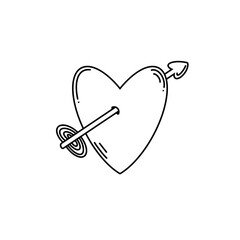 Happy valentine doodle outline with happines