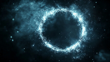 Abstract digital wireframe loop on a dark blue background illustrating a tech concept with a creative design minimalistic bright light tone modern blurred empty caption space on the side
