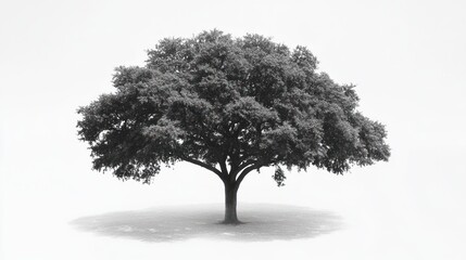 Obraz premium Solitary tree, misty field, peaceful landscape, nature background, serene image