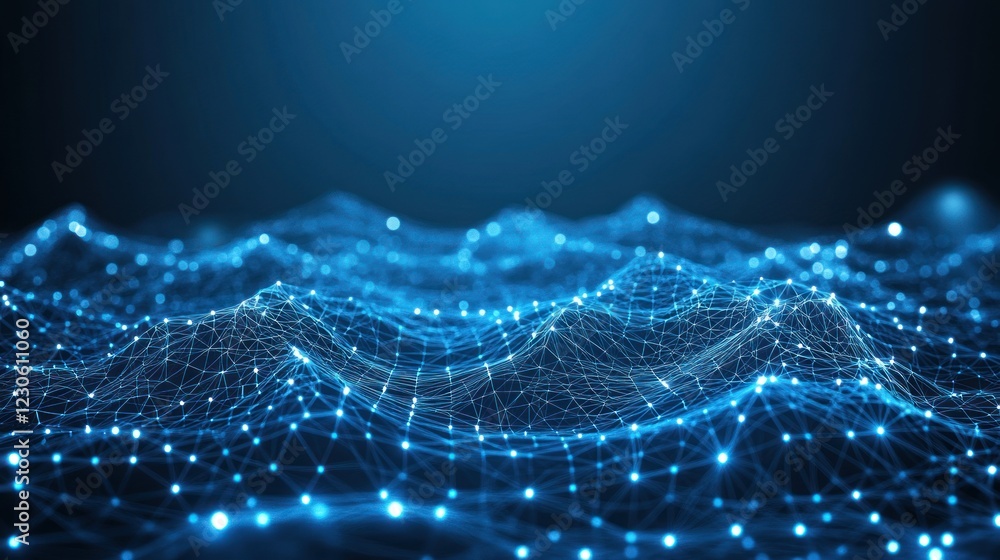 Poster abstract blue network data visualization