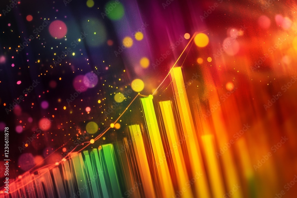 Poster dynamic data visualization: colorful growth charts for business insights and analytics