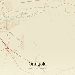 Fototapeta premium Vintage map of Ontigola, Spain.
