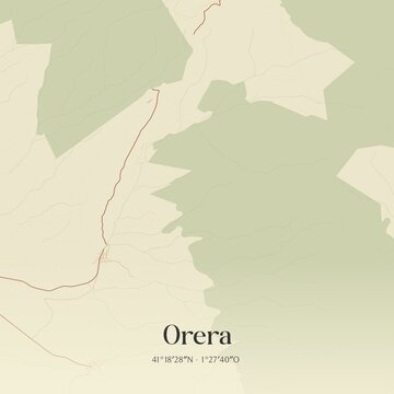 Retro Spanish map of Orera, Arag�n. Vintage street map.