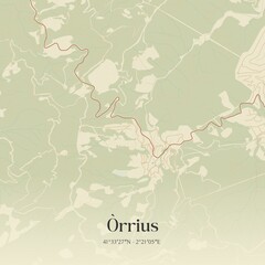 Fototapeta premium Retro Spanish map of �rrius, Catalu�a. Vintage street map.