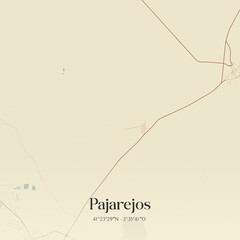 Retro Spanish map of Pajarejos, Castilla y Le�n. Vintage street map.
