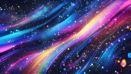 Obraz premium Futuristic cyberpunk abstract composition, neon lights, holographic textures, high-tech aesthetic