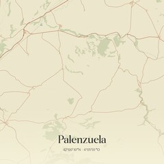 Retro Spanish map of Palenzuela, Castilla y Le�n. Vintage street map.